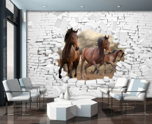 Fototapeta - 3D koně ve zdi (3)