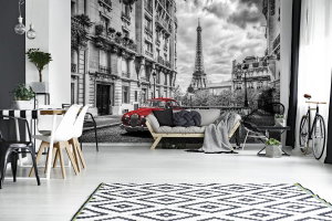 Fototapet - Mașina roșie la Paris (3)