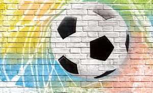 Fototapeta - Graffiti - fotbal na cihlové zdi (2)
