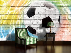 Fototapeta - Graffiti - fotbal na cihlové zdi (3)