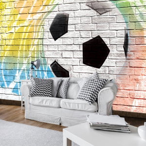 Fototapeta - Graffiti - fotbal na cihlové zdi (4)