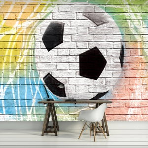 Fototapeta - Graffiti - fotbal na cihlové zdi (6)