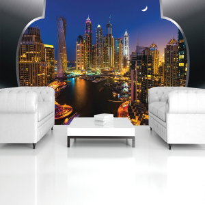 Fototapeta - Dubajské mrakodrapy v noci