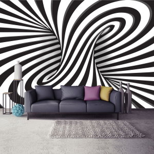 Fototapeta - Bílé a černé 3D kroužení