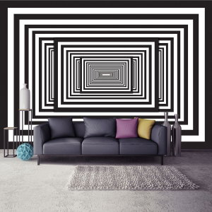 Fototapeta - Bílý a černý 3D tunel