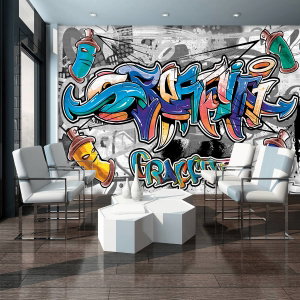Fototapeta - Barevné Graffiti na šedé (4)