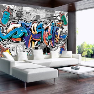 Fototapeta - Barevné Graffiti na šedé (5)