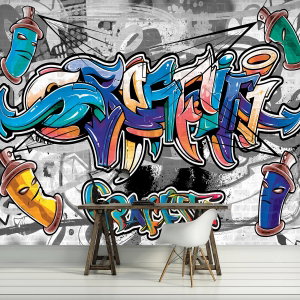 Fototapeta - Barevné Graffiti na šedé (6)