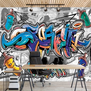 Fototapeta - Barevné Graffiti na šedé (7)