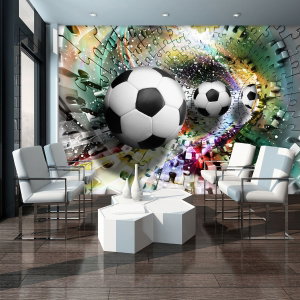Fototapet - Mingi de fodbal în 3D puzzle