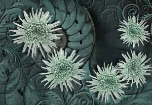 Samolepicí tapeta – Zelené květy (2)