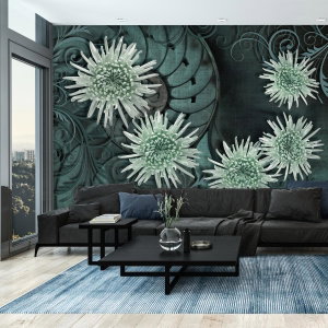 Fotobehang - Groene bloemen