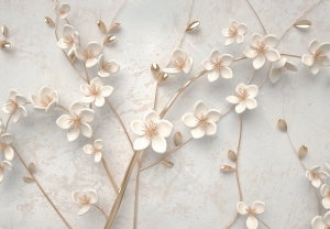 Fotobehang - Bloemen met gouden stengels (2)