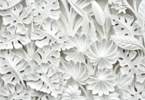 Fotobehang - Albasten witte bloemen (2)