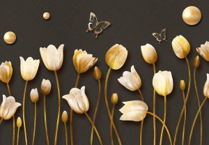 Samolepicí tapeta – Zlaté tulipány (2)