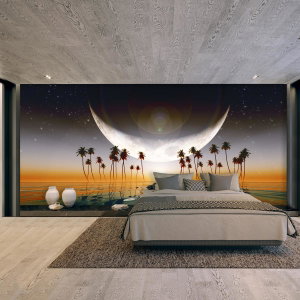 Fotobehang - Maan boven water