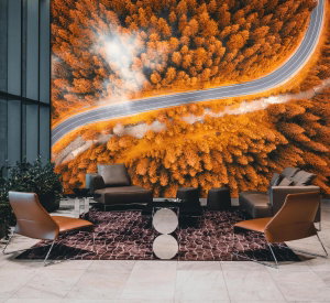 Fotobehang - Weg tussen bomen