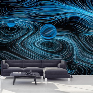 Fotobehang - Abstractie, blauwe lijnen