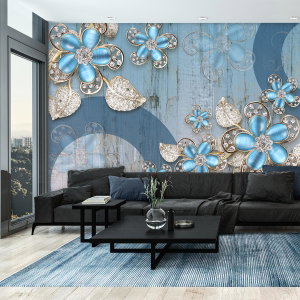 Fotobehang - Blauwe bloemen