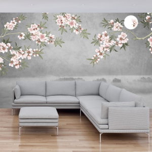 Fotobehang - Maan boven het landschap