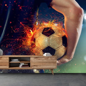 Fotobehang - Voetbal in vlammen