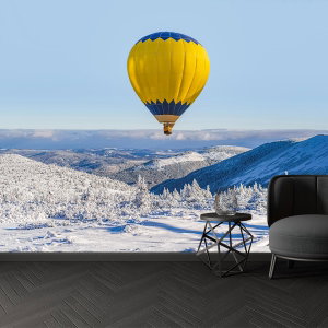 Fotobehang - Vlucht over winterlandschap