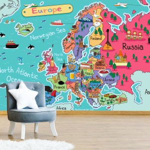 Fotobehang - Kinderkaart van Europa