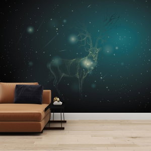 Fotobehang - Magische hert in de nacht