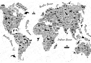 Fototapeta - Mapa se slovy a motivy (2)