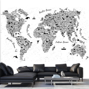 Fototapeta - Mapa se slovy a motivy