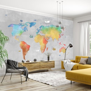 Fotobehang - Bonte wereldkaart