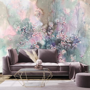 Fotobehang - Sakura, aquarel