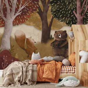 Fototapete - Bärchen und Fuchs