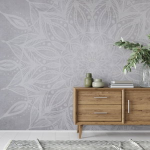 Fototapete - Mandala auf Betonwand