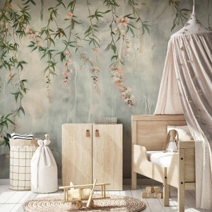 Fotobehang - Muur met bloemen