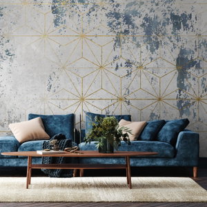 Fotobehang – Oude blauwe muur (2)