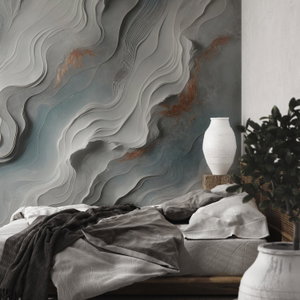 Fotobehang - Wand met 3D-golven