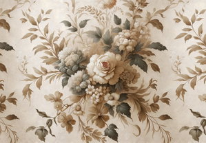 Fotobehang - Beige bloemen (3)
