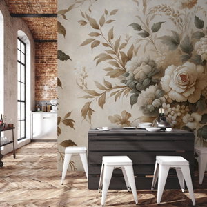 Fototapete - Beige Blumen