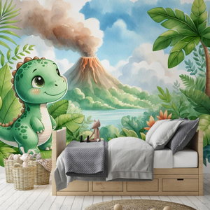Fototapeta - Dino a sopka