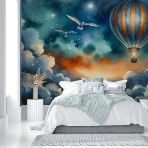 Fotobehang - Nachtvlucht door de lucht