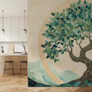 Fototapete - Elegantes Mosaik mit Baum